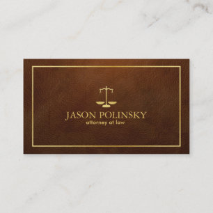 Cartão De Visita Advogado de couro elegante e moderno de Brown