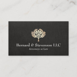 Cartão De Visita Advogado de Lei Faux Dourado Leaf e Black Linen