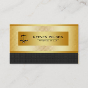 Cartão De Visita Advogado de Lei Preto e Dourado Escala Jurídica