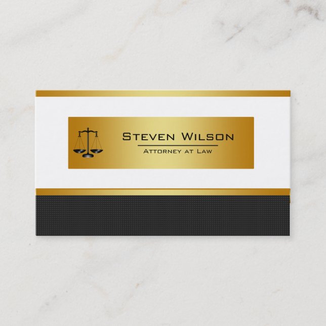 Cartão De Visita Advogado de Lei Preto e Dourado Escala Jurídica (Frente)