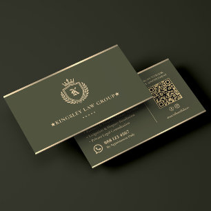 Cartão De Visita Advogado de Notário Móvel de Luxo Green Crest Law 