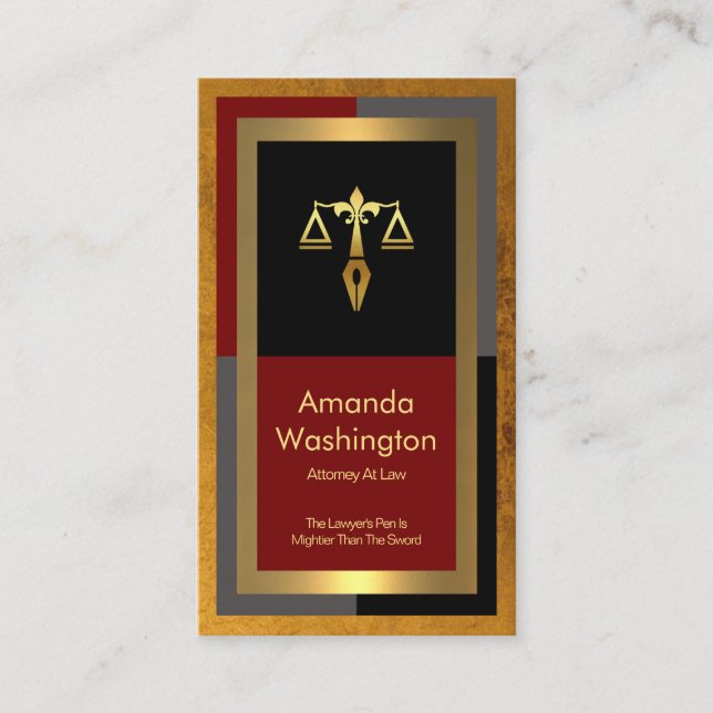 Cartão De Visita Advogado de Quadro de Fotografias Dourado e Exaust (Frente)