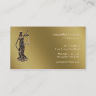 Cartão De Visita Advogado de Themis   no ouro da lei