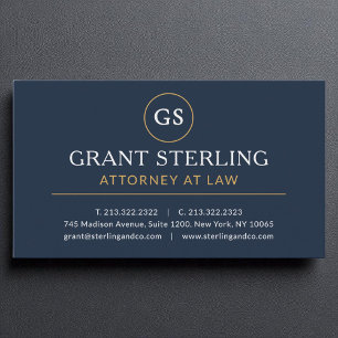 Cartão De Visita Advogado do Marinho de Direito Azul Dourado Luxo