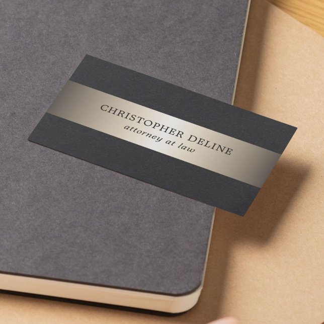 Cartão De Visita Advogado Dourado de Greve Negra Elegante Simples (Criador carregado)