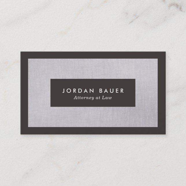 Cartão De Visita Advogado Elegante, Cinza Linen Professional (Frente)