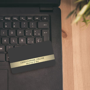 Cartão De Visita Advogado listrado Dourado do falso cinzento