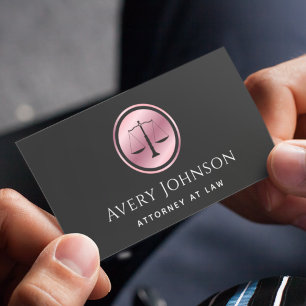 Cartão De Visita Advogado Minimalista Escala Dourado Rosa Elegante