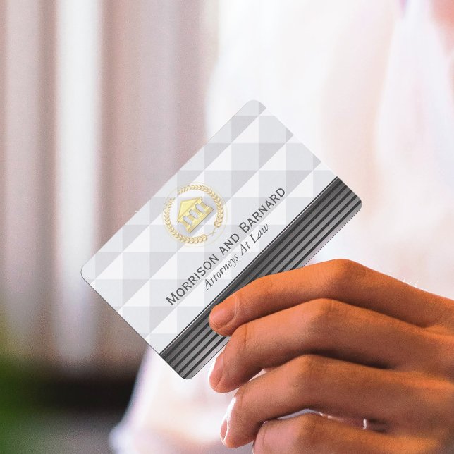 Cartão De Visita Advogado Moderno Dourado e Tribunal Prateado (Criador carregado)