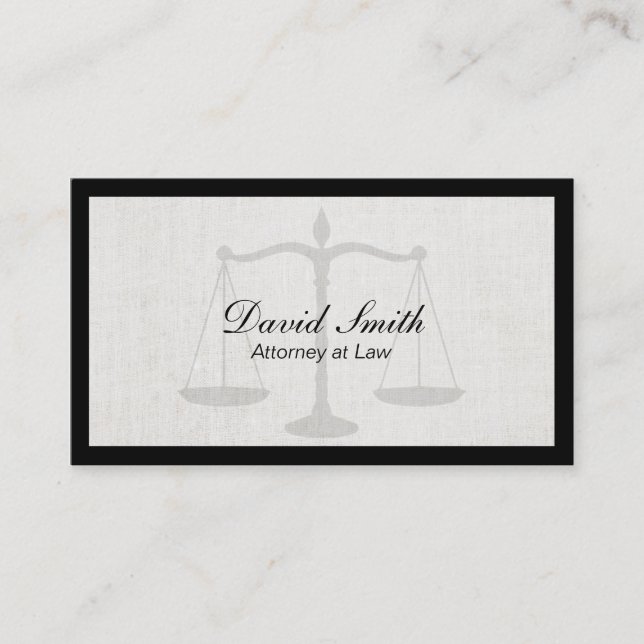 Cartão De Visita Advogado no fundo de linho da beira do preto da (Frente)