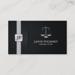 Cartão De Visita Advogado preto e de prata elegante na lei
