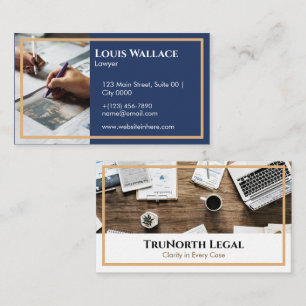 Cartão De Visita Advogado Profissional TruNorth Legal Gold Azul Mar