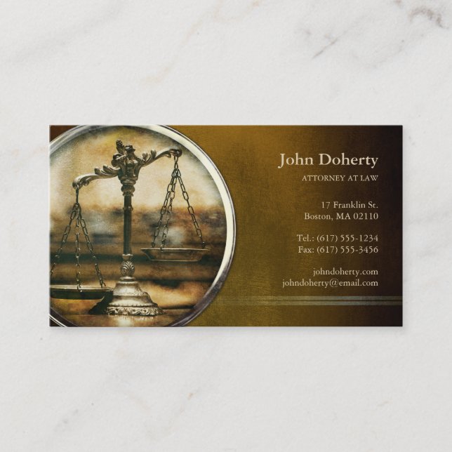 Cartão De Visita ADVOGADO | Vintage Scales of Justice (Frente)