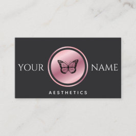 Cartão De Visita Aestética adiciona seu nome Rosa Dourado borboleta