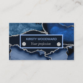 Cartão De Visita Ágata Azul Marinho e Brilho Prateado