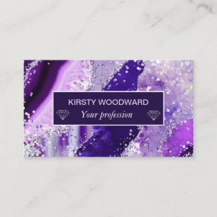 Cartão De Visita Ágata Brilhante Falso Holo Roxo Elegante