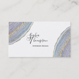 Cartão De Visita Ágata Dourado moderna de Geode da lavanda - cart