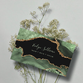 Cartão De Visita agata verde elegante sage com aquarela