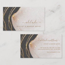 Cartão De Visita Agate de script de assinatura de brilho Dourado da