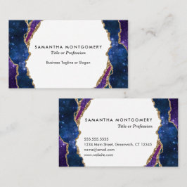 Cartão De Visita Agate de Veias Douradas de Azul Roxo Personalizado