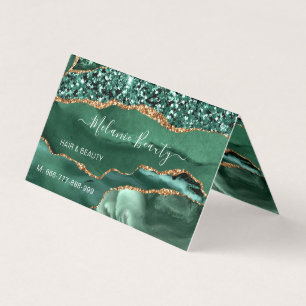 Cartão De Visita Agate Green Glitter Marble Modern Design