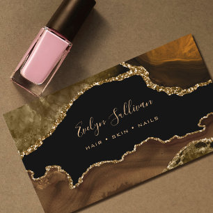 Cartão De Visita agate marrom elegante a preto