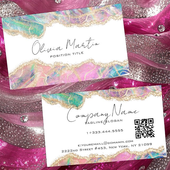 Cartão De Visita Agate Opal Borders Overlays (Criador carregado)