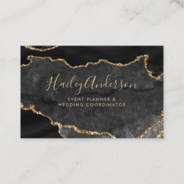 Cartão De Visita Agato de Aquarela Preto e Dourado