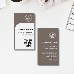 Cartão De Visita Agência Criativa QR de Logotipo Personalizado Mode