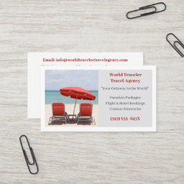 Cartão De Visita Agência de Agentes de Viagem Brancos Red Beach Cha