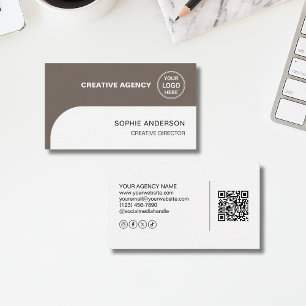 Cartão De Visita Agência de Criativos de Mídia Social QR Logo Moder
