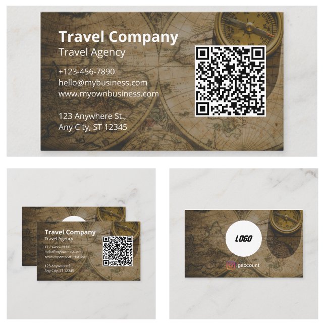 Cartão De Visita Agência de Viagem de Sites de Código QR (QR Code Website Travel Agency Business Cards)