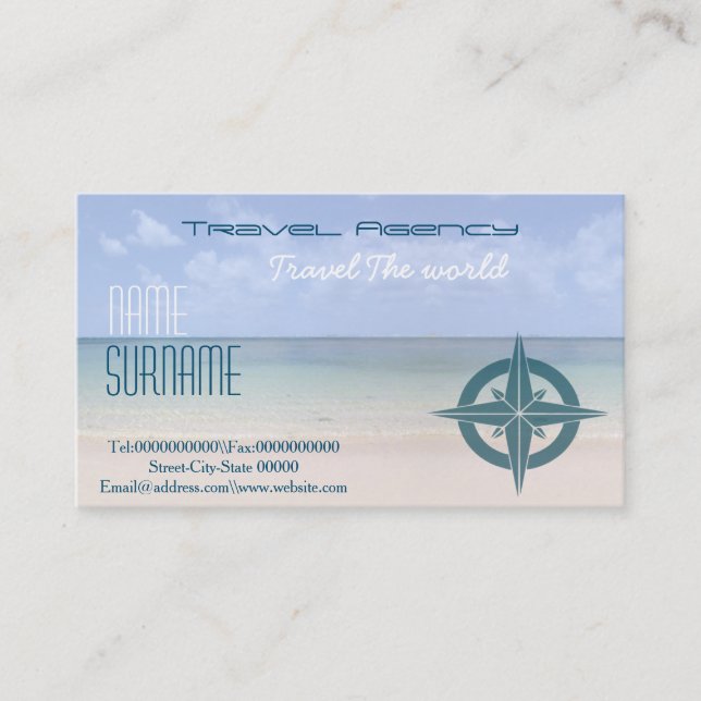 Cartão De Visita Agência de viagens, arrendamentos das férias ..... (Frente)