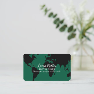 Cartão De Visita Agência de viagens Mapa Mundial Preto