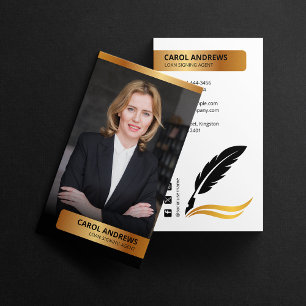 Cartão De Visita Agente de Assinatura de Empréstimo de Ouro Branco 