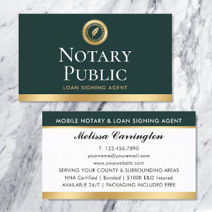 Cartão De Visita Agente de Assinatura de Empréstimo Notarial Elegan