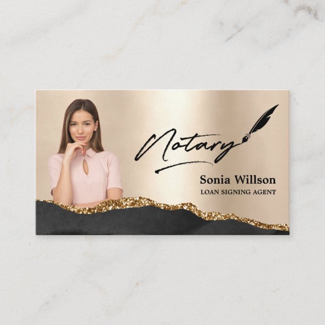Cartão De Visita Agente de Assinatura de Empréstimo Notário Foto Do (Frente)