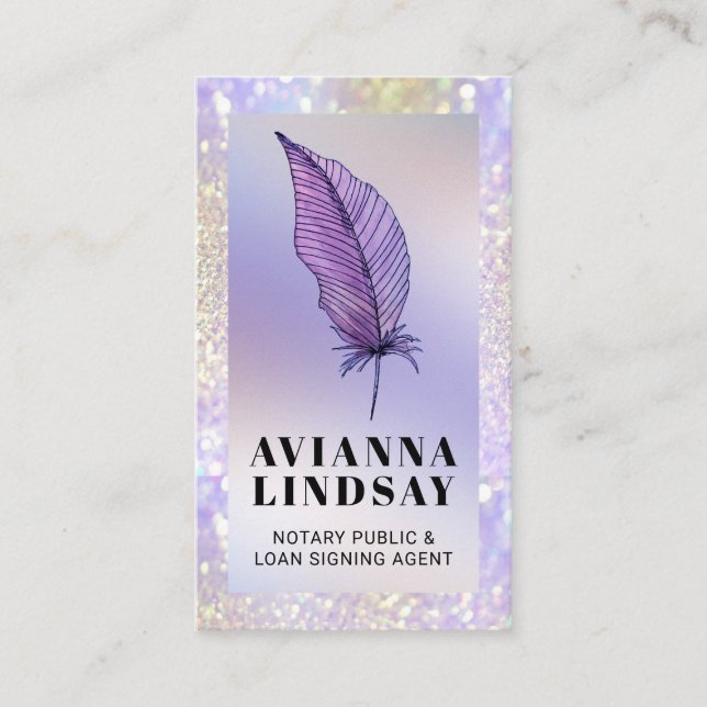 Cartão De Visita Agente de Assinatura de Empréstimo Notário Glitter (Frente)