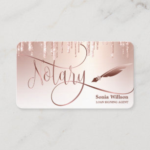 Cartão De Visita Agente de Assinatura de Empréstimo Notário Rosa Do