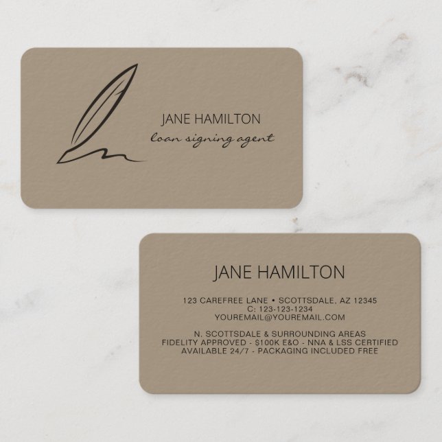 Cartão De Visita Agente de Assinatura de Empréstimo Profissional No (Frente/Verso)