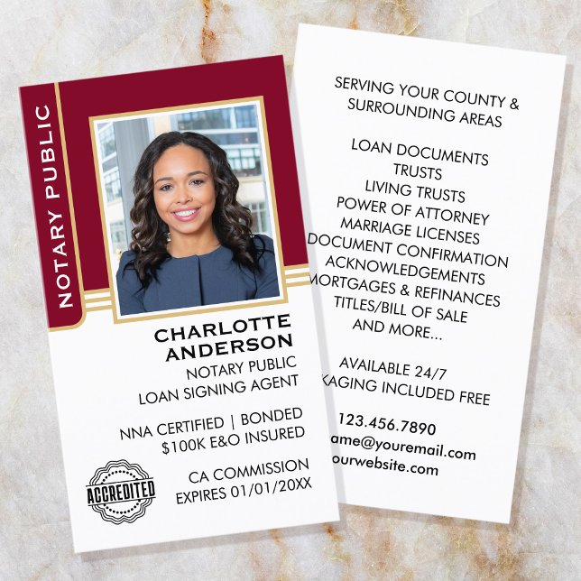 Cartão De Visita Agente de Assinatura de Empréstimo Público Notário (Criador carregado)