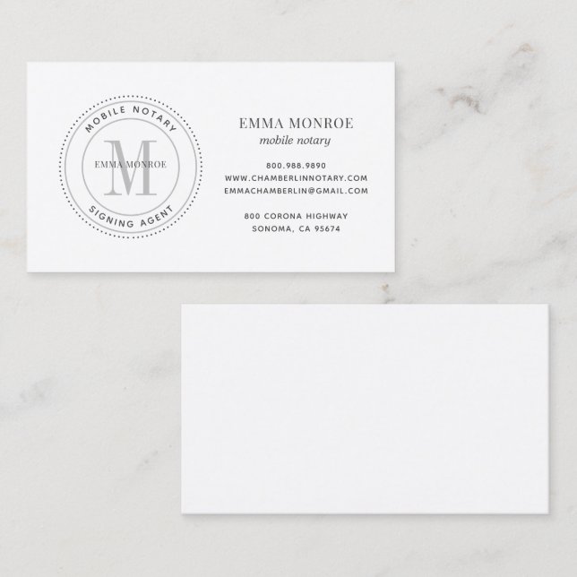 Cartão De Visita Agente de Assinatura Notária de Carimbo de Carimbo (Frente/Verso)