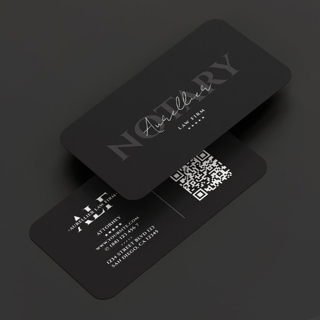 Cartão De Visita Agente de Assinatura Notária Elegante Cinza Escura (Notary Signing Agent Elegant Dark Grey Modern Business Card
)