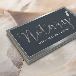 Cartão De Visita Agente de Assinatura Notária Móvel Moderno Metálic