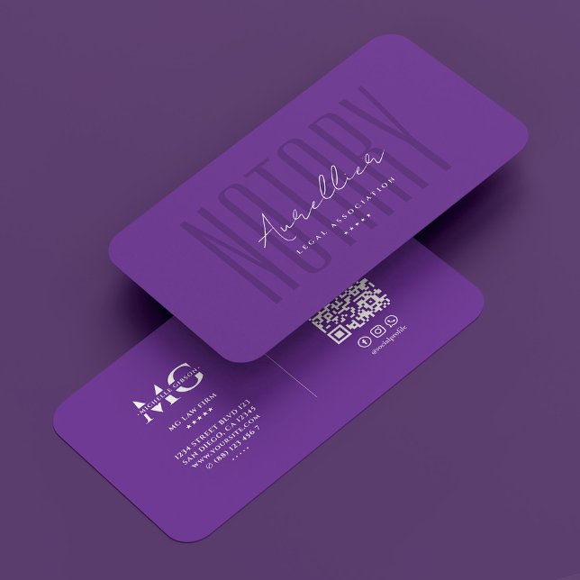 Cartão De Visita Agente de Assinatura Notária Móvel Royal Purple Mo (Mobile Notary Signing Agent Royal Purple Modern Business Card
)
