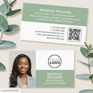 Cartão De Visita Agente de Assinatura Notarial Código QR Logo Foto