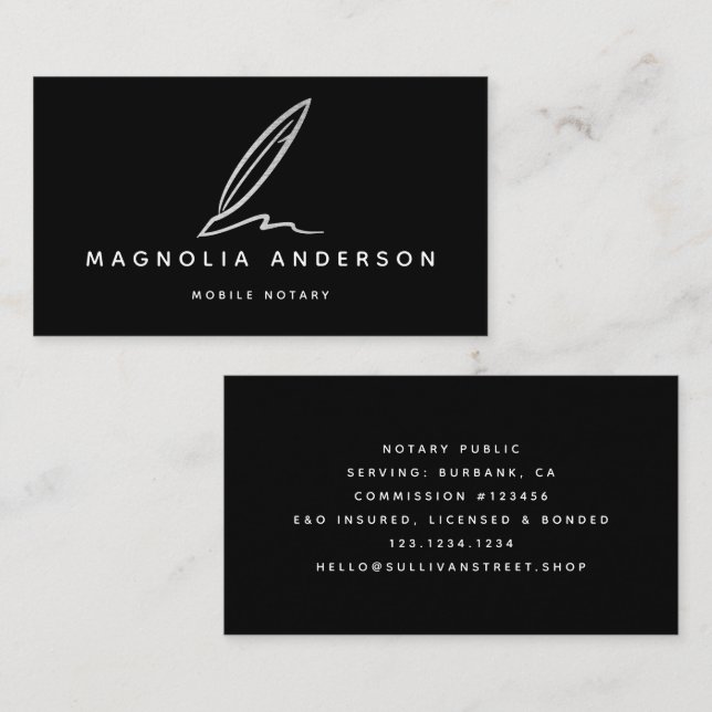 Cartão De Visita Agente de Assinatura Pública Notária Silver Foil Q (Frente/Verso)