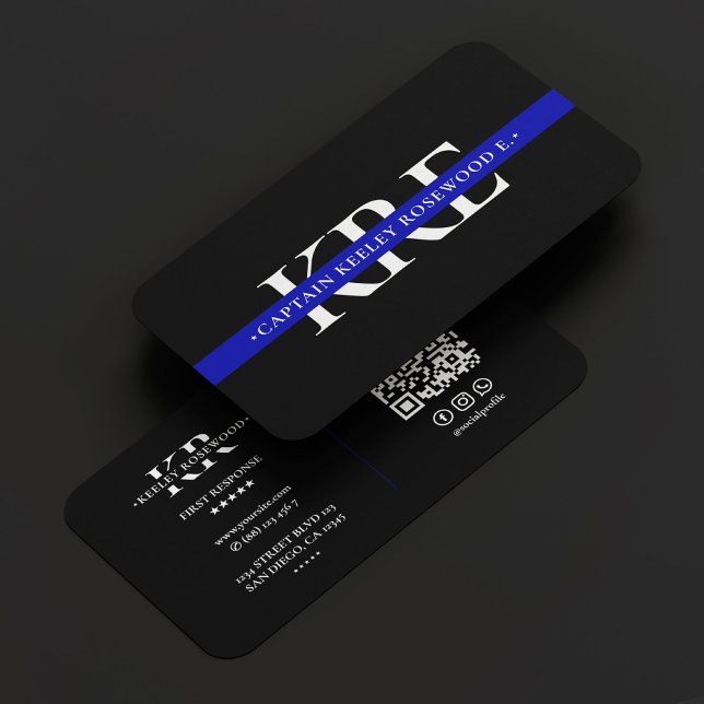 Cartão De Visita Agente de Polícia de Linha Azul Thin Modern (Thin Blue Line Law Police Officer Modern Business Card
)