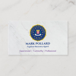 Cartão De Visita Agente de Recuperação Fugitiva | Elegante White