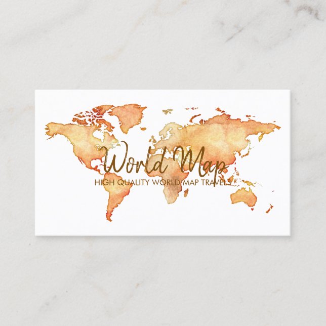 Cartão De Visita Agente de Viagem Internacional Mapa Mundial de Via (Frente)